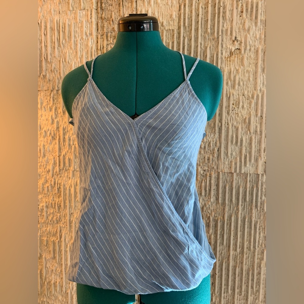 Naked Zebra Blue/White Pinstripe Strappy Tank Top